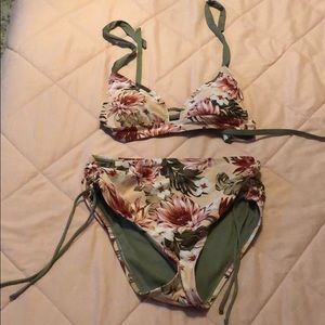 High waisted floral bikini